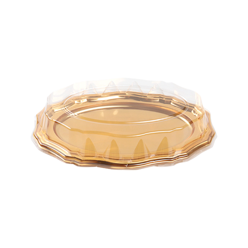 Golden plastic cake tray