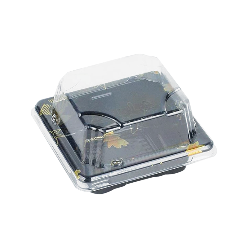 Disposable black plastic cake container