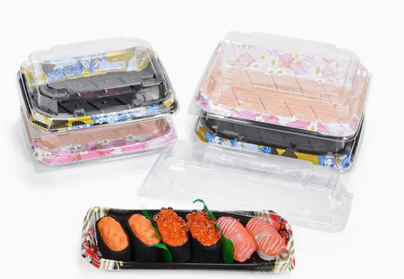 Disposable plastic sushi food tray box 