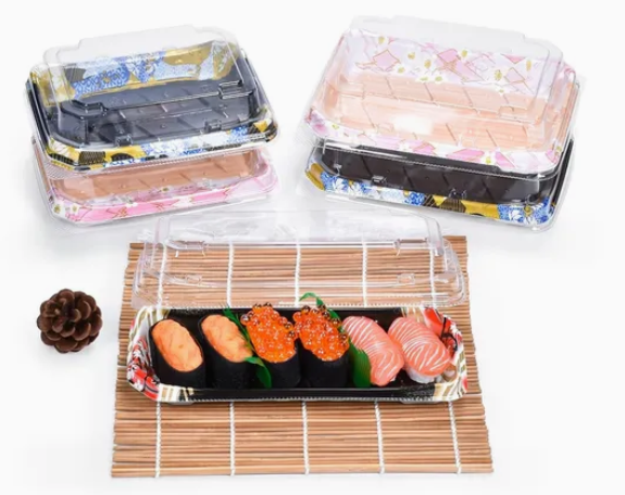Disposable plastic sushi food tray box 