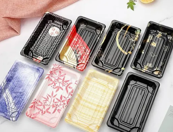 Disposable plastic sushi food tray box 