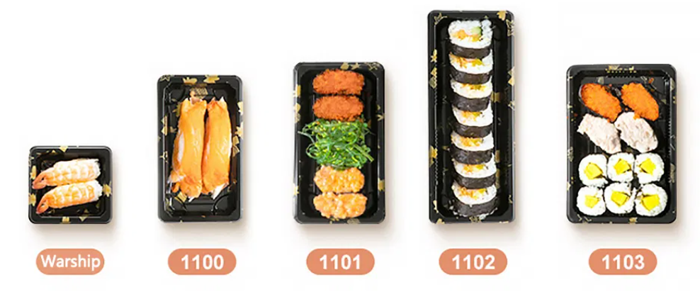 Disposable plastic sushi food tray box 