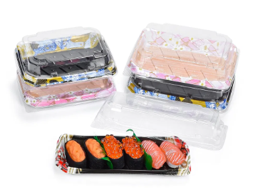 Disposable plastic sushi food tray box 